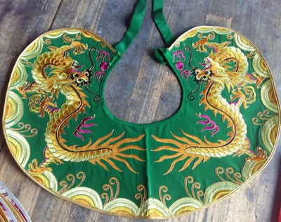 7 Designs Qing Dynasty Emperer Officers Official Costume Shoulder Piece Yun Jian Delicate Embroidered Dragon Pi Ling Wing Collar