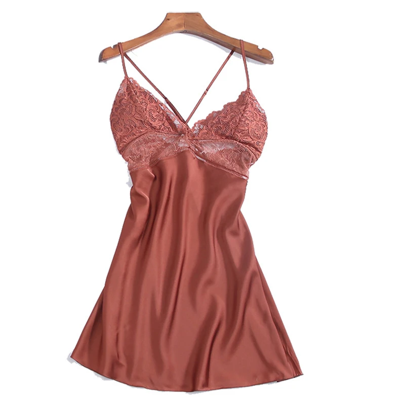 Summer Sexy Night Dress Lace Nightgown Women's New Lingerie Backless Lace V-neck Nightwear Satin Nightdress With Pad Homewear - AliExpress 200574005 Summer Sexy Night Dress Lace Nightgown Women's New Lingerie Backless Lace V-neck Nightwear Satin Nightdress With Pad Homewear - AliExpress 200574005