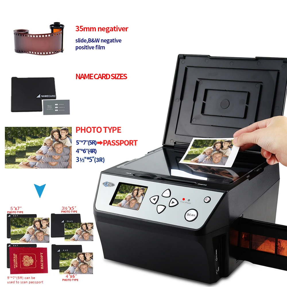 Imagem -03 - Digital Film Scanner 22 Mega Pixels em Combo 135 Conversor Negativo Foto 35 mm Cartão de Visita