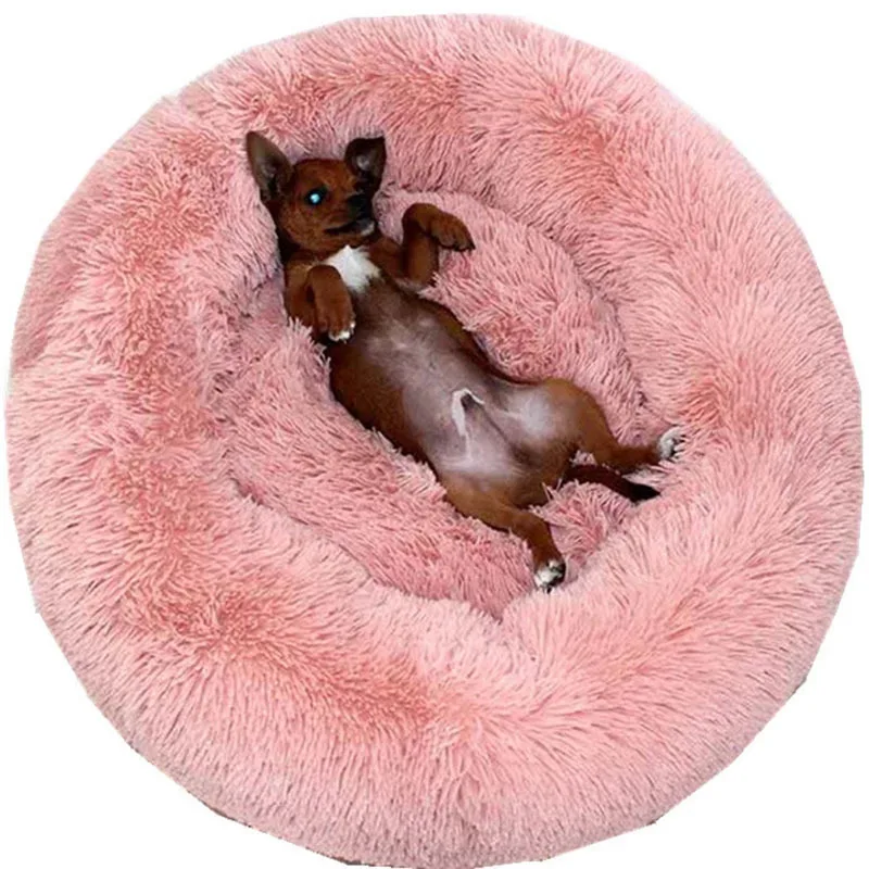 40-100cm Large Round Coral Fleece Soft Long Plush Pet Mats Dog Bed House Animals Cat Mat Sofa Chihuahua Labrador Pet Supplies