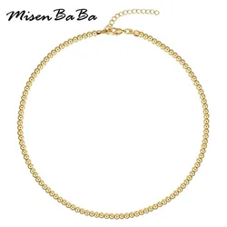 MisenBaBa Stainless Steel Threaded Beads Necklaces For Women Men New DIY Beads Choker Necklace Trendy Jewelry