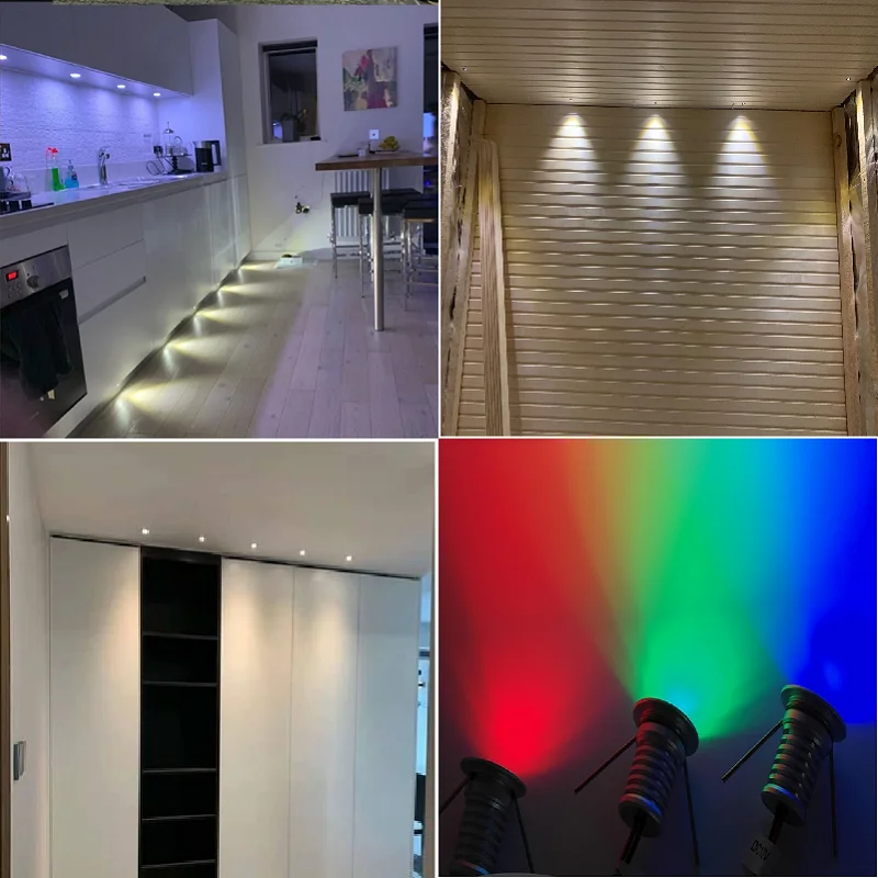 etrnLED 12V Linkable LED Spot Light Kit with Wireless Dimmable Remote Control 1W Recessed Indoor Ceiling Showcase Cabinet Lamp