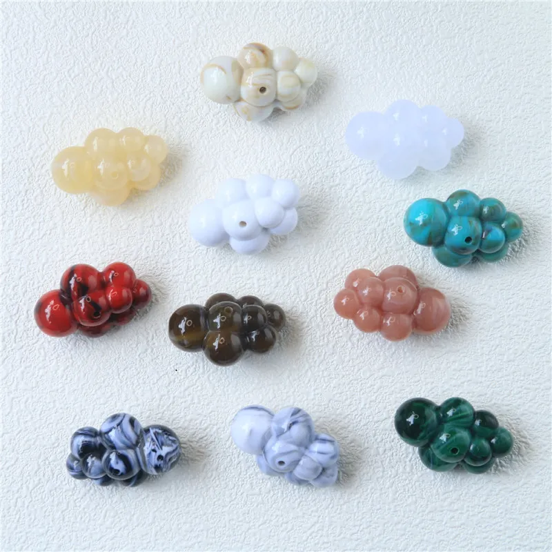 

Newest 50pcs/lot color print cartoon Clouds shape Straight hole resin beads diy jewelry earring/garment/bracelet accessory