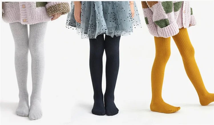 Kinder Strumpfhosen Für Mädchen Baumwolle Gestrickte kinder Mädchen Strumpfhosen Solide Weiche Baby Leggings Weiß Schwarz Engen Frühling Herbst 1-9 jahre – Detail 2
