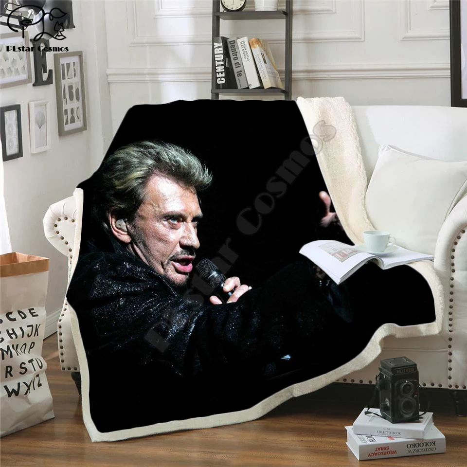 Johnny hallyday 3d printed fleece blanket for Beds Hiking Picnic Thick Quilt Fashionable Bedspread Fleece Throw Blanket style-2