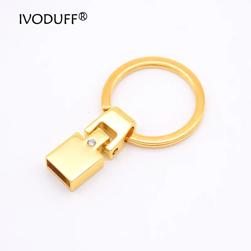 5x Zinc Alloy Key Fob Hardware 10MM For Leather Keychain Making,DIY Keychain Metal Part With Diamond