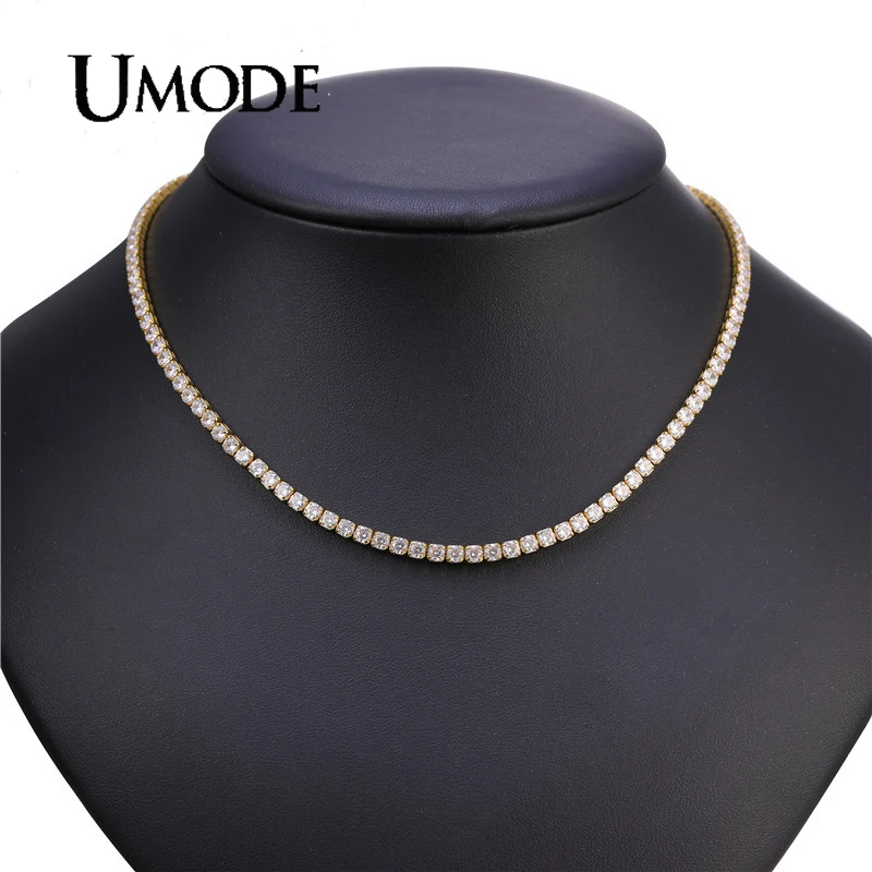 

UMODE NEW 4.0mm Round Zirconia Necklaces Fashion for Women CZ Necklace Trendy Jewelry Christmas Gifts Wedding Accessories UN0426