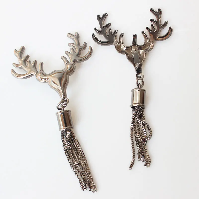 Diy Deer Head Tassel Hanging Clasp Buckle Bag Decor Hardware Cute Metal Bags Decoration Fawn Head Horns Bag Accessories