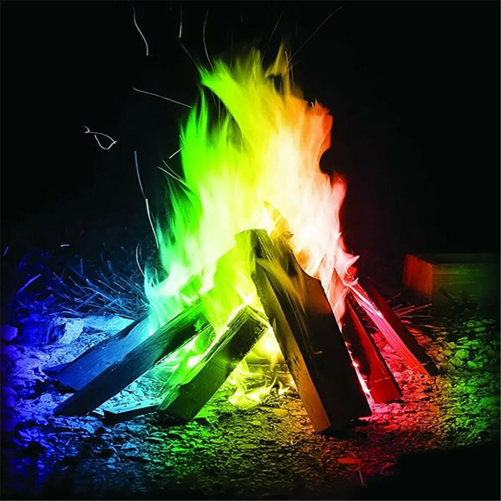 Mystical Fire Colorful Flames Magician Pyrotechnics Tricks Glowing Props Bonfire Sachets Fireplace Pit Patio Toy Party Supplies