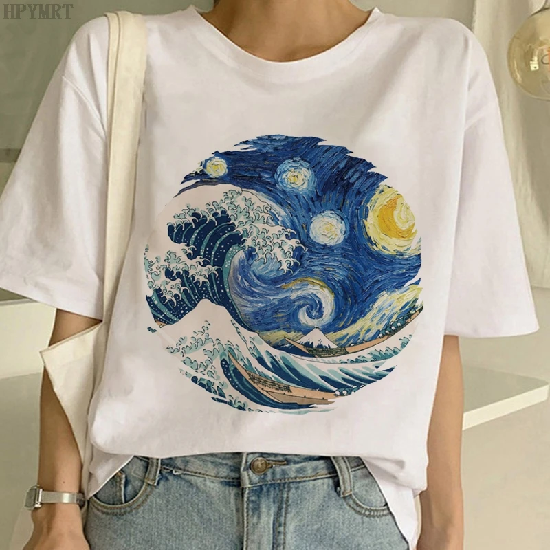 

So It Is Ocean The Great Wave Print T-shirt Summer Women Harajuku Aesthetic T shirt Fashion Casual Large size Tops Female Tshirt