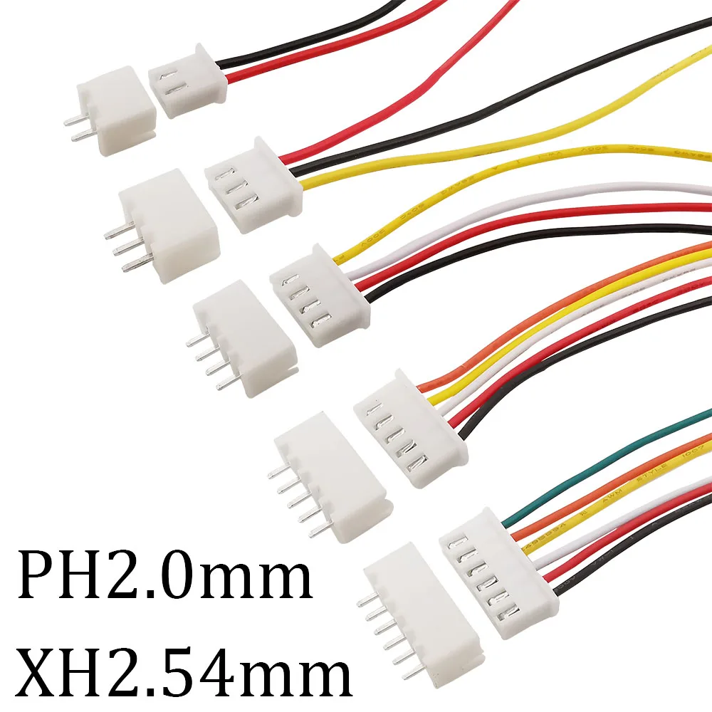 5Set Micro JST PH2.0mm XH2.54mm Male Female Wire Connector Kit JST 2/3/4/5/6 Pin Plug With Terminal Extension Cable Socket 26AWG