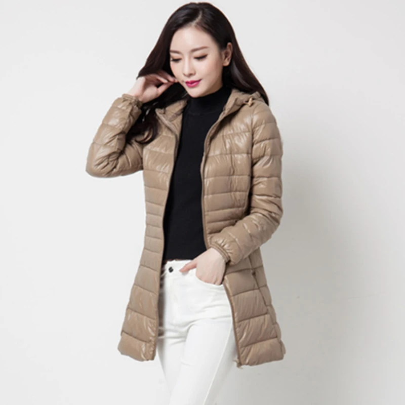 0-10 ℃   ผู้หญิงเป็ดลงเสื้อแจ็คเก็ต WARM Feather Quilted Coat Hooded ULTRA LIGHT Jacket Parkas PUFFY ฤดูหนาวลงเสื้อแจ็คเก็ตสําหรับสตรี