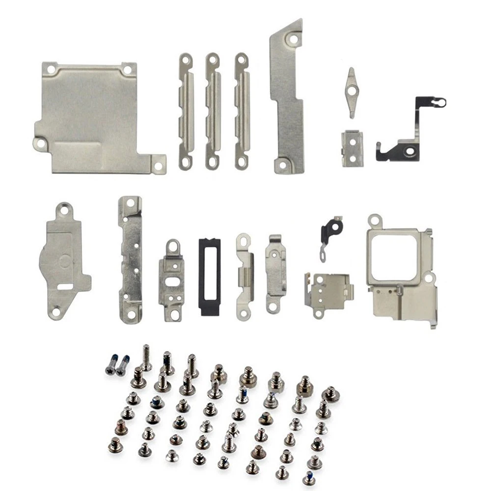 

2 упаковки/лот, запасные части для ремонта, металлический держатель, кронштейн, крепежная накладка, проставка + полный комплект винтов для iPhone 5, 5c, 5s