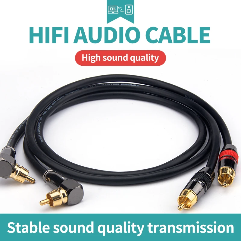 High Sound Quality Monster HIFI Fever Audio Cable Gold Plated RCA Plug Signal Line 90 Degrees Straight