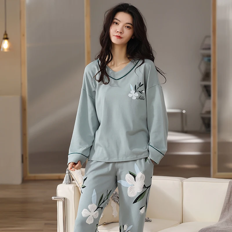 Pyjama M-5XL coton pour femmes, vêtements amples pour la maison, nouvelle collection automne hiver