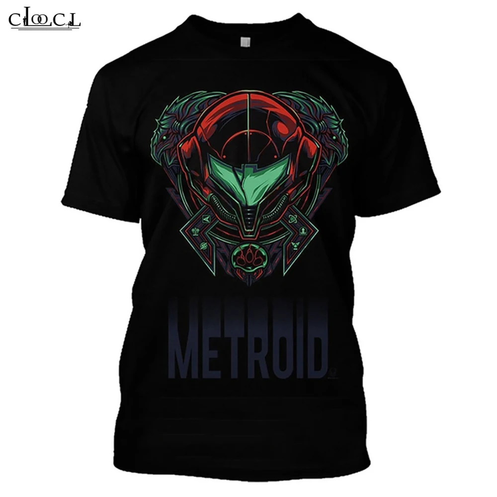 HX Anime METROID Printed T-shirts Men Samus Aran Sexy Girls T-shirt Harajuku Style Casual Men Clothing Homme T Shirt S-7XL