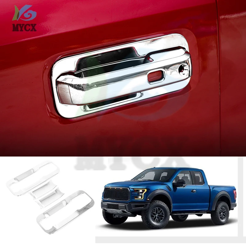 Fit for Ford Raptor F-150 2015-2020 ABS chrome plating Car Accessories ABS Carbon Color Car Door Cup Bowl Cover Trim 4pcs