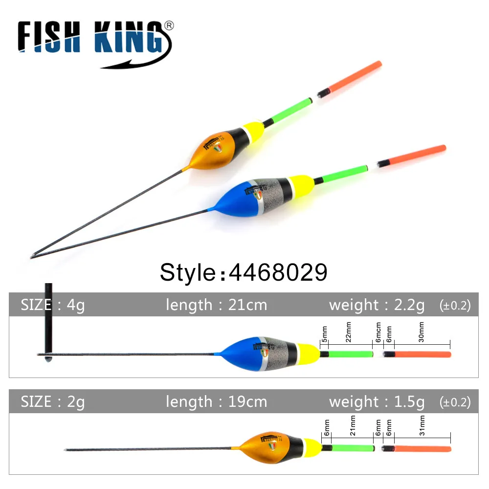 FISH KING-Ensemble de flotteurs de pêche, lot de 10 pièces, taille mixte, document pour la pêche à la carpe