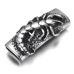 Stainless Steel Punk Scorpion Slider Beads 12*6mm Hole Bead Charms for Leather Bracelet Jewelry Making DIY Accessories