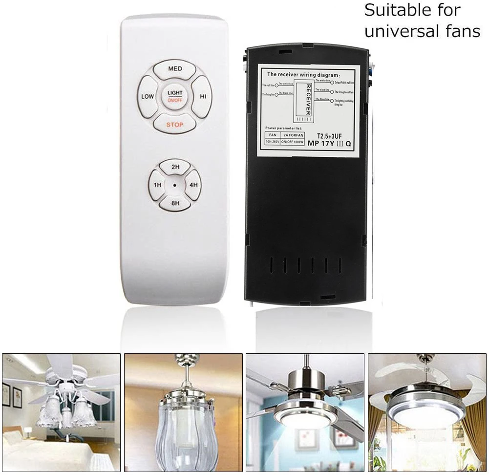 Universal Ceiling Fan Lamp Remote Control Kit AC 110-240V Timing Setting Switch Adjusted Wind Speed Transmitter Receiver