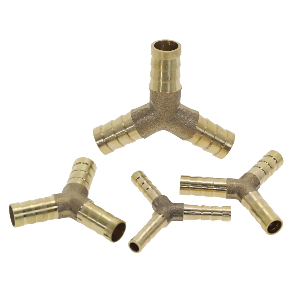 

1pc Brass Splicer Pipe Fitting Y Shape 3 Way 6mm 8mm 10mm 12mm Hose Barb Copper Barbed Connector Joint Coupler Adapter