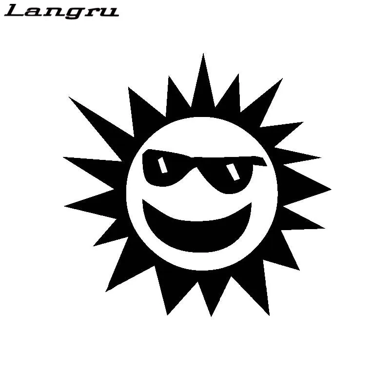 Langru 14.5CM*14.3CM Funny Cute Unusually Radiant Cool Sun Vinyl Decal Car Sticker Car Accessories Jdm