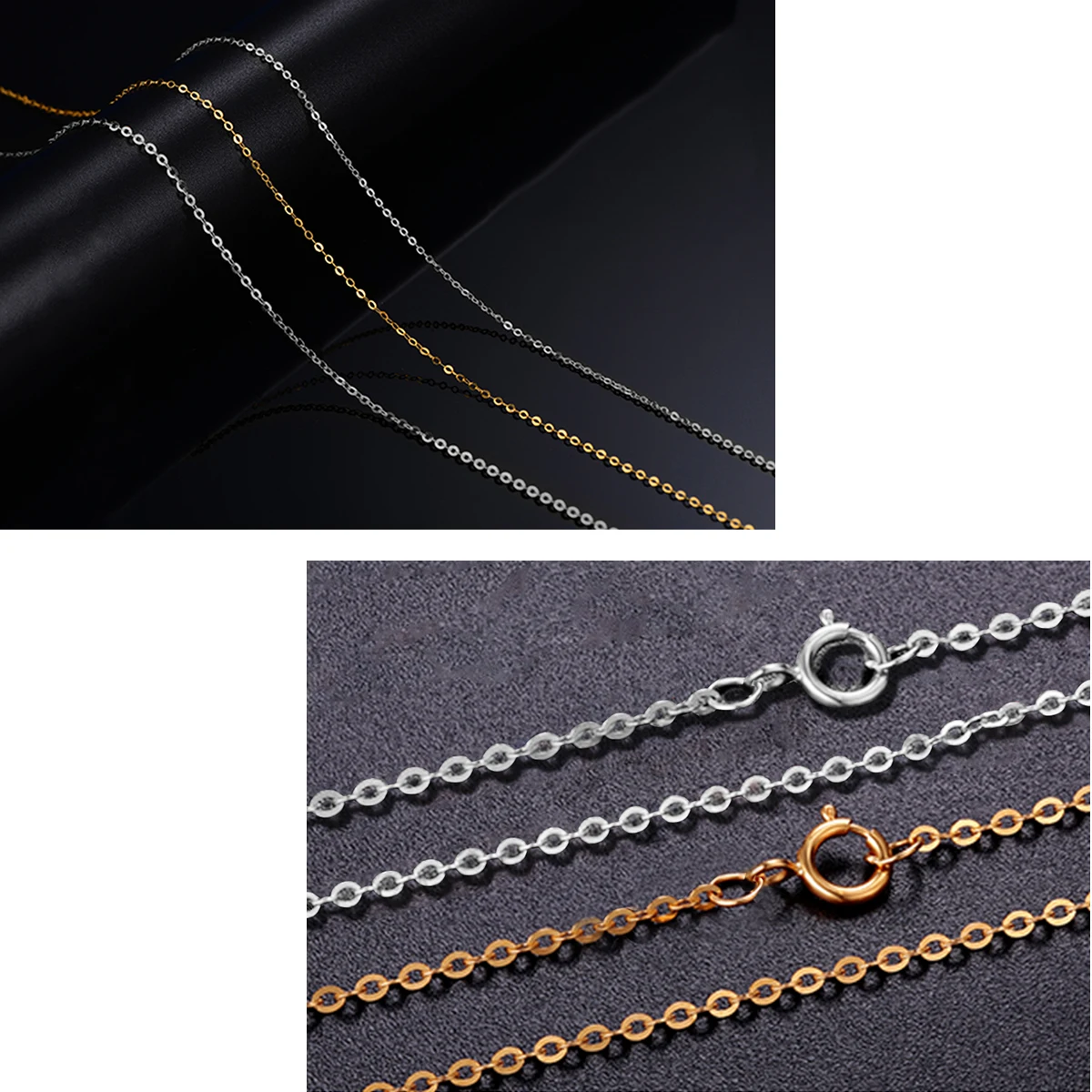 Klassische Basis-Kette 100% Echtes 925 Sterling Silber Halskette für Damen Verstellbare 45cm O-Kette für Edlen Schmuck Modischer Anhänger – Detail 6