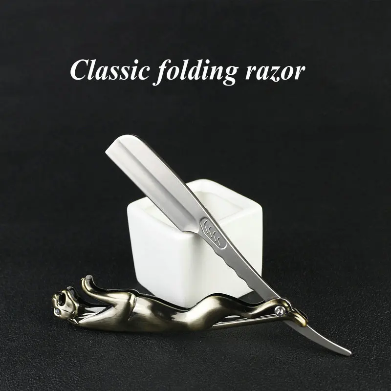 الفولاذ المقاوم للصدأ للطي الحلاقة سكين مقبض اللحية مستقيم الحلاقة تصفيف الشعر أداة دليل الحلاقة الرجال هدية