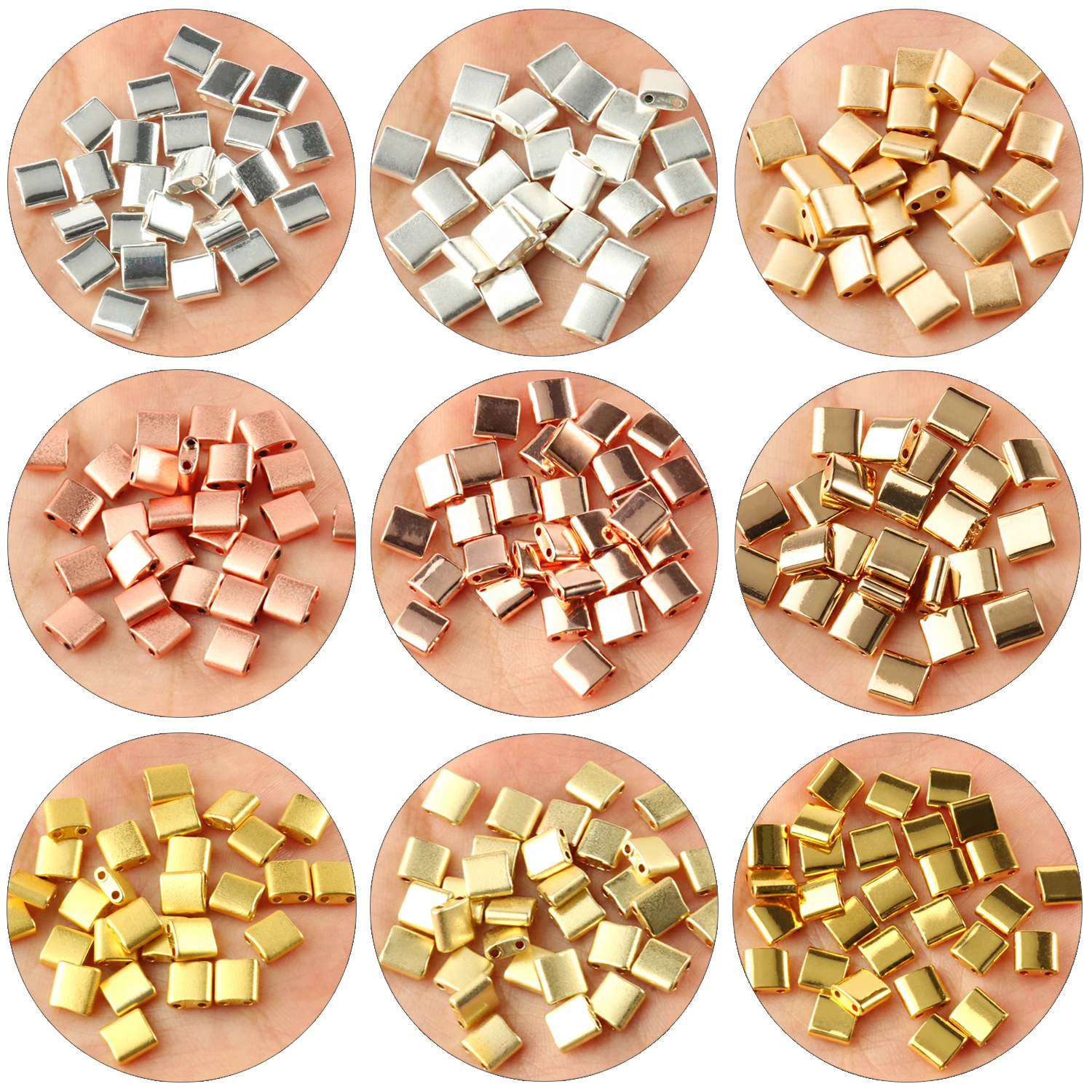 Rectangular Gold Silver Color Hematite Two Hole Beads Loose Spacer Beads For Jewelry Making Diy Charms Bracelet Accessories