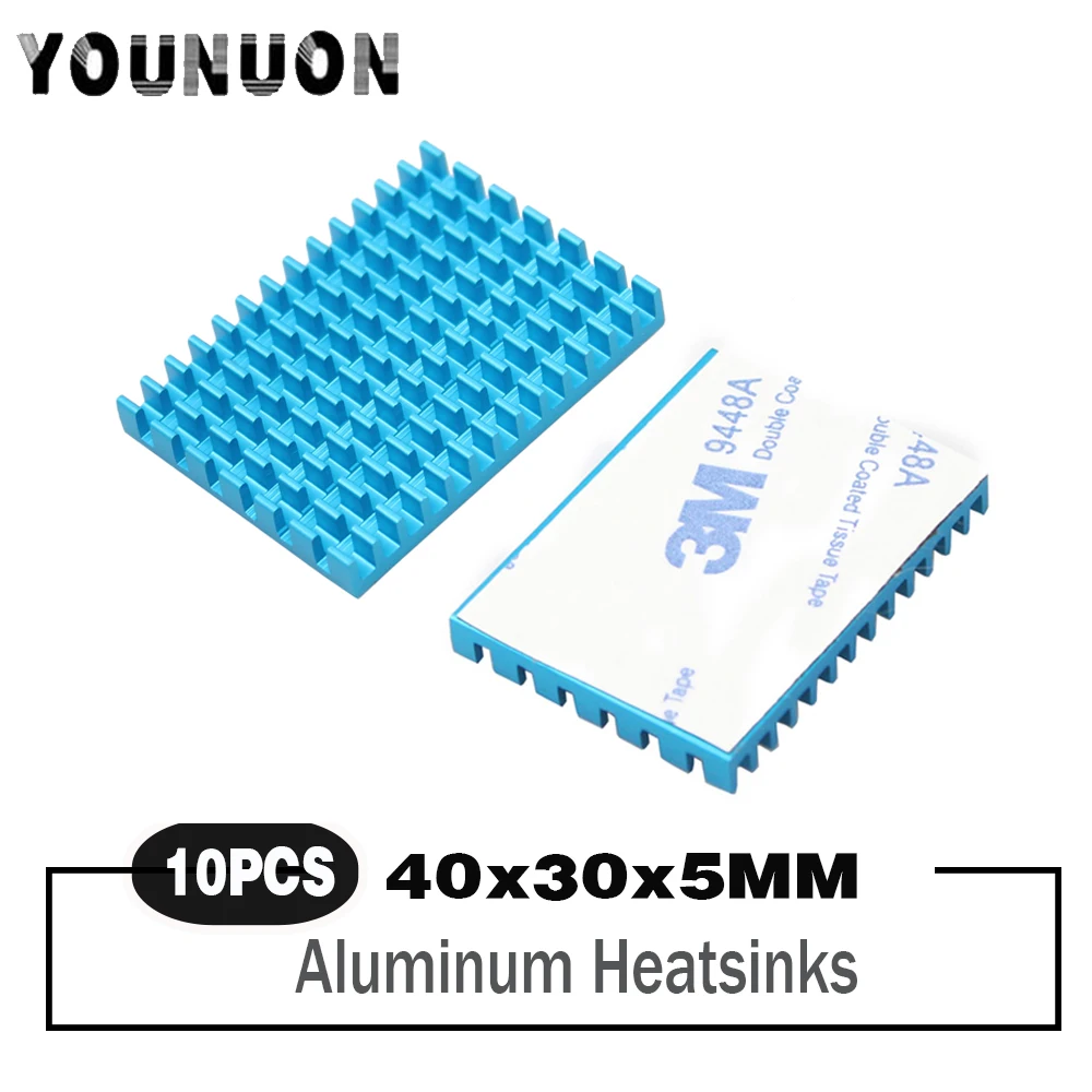 10PCS 40mm 4cm 30*40*5mm Blue Aluminum profile heat sink chip IC CPU Router memory PCB board Electronic coolerHeatsink 30x40x5mm