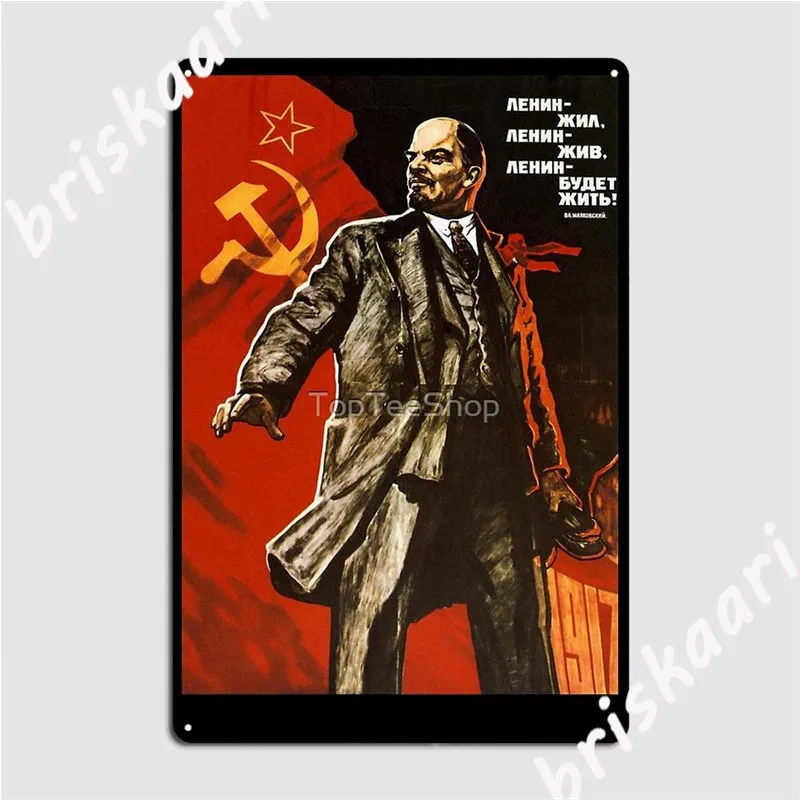 Vintage Soviet Ussr Cccp Lenin Forever Poster Metal Signs Wall pub Garage Club Vintage Poster Tin sign Posters