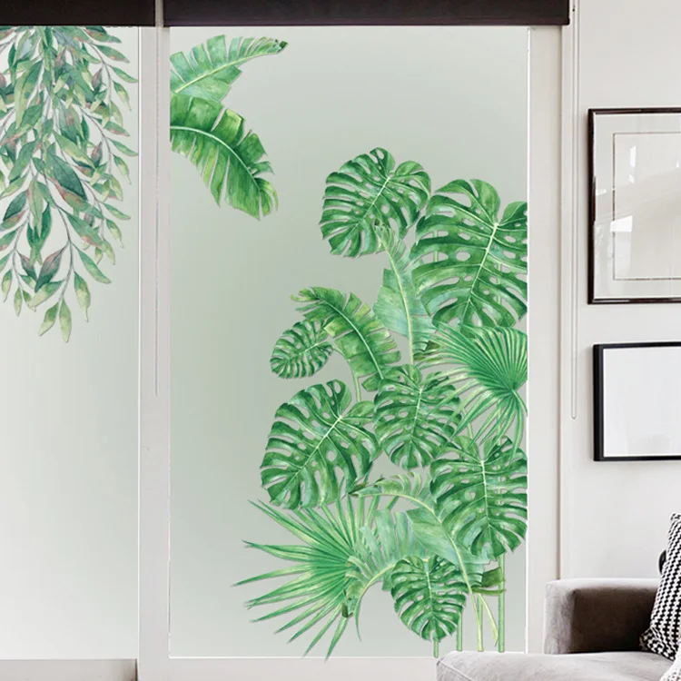 Große tropische Pflanze Wanda uf kleber Schlafzimmer Wohnzimmer Dekoration PVC selbst klebende Wandbild Wohnkultur Kunst Aufkleber grüne Blatt Tapete – Detail 5