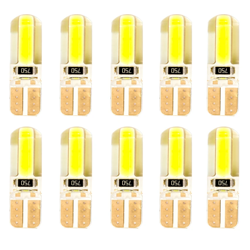 10pcs T10 W5W LED 194 168 W5W T10 Led Parking Bulb Auto Wedge Clearance Lamp Silica Bright White 6000K License Light Bulbs