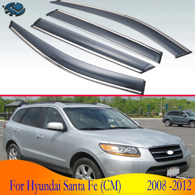 

Автомобильные аксессуары для Hyundai Santa Fe (см), 2008, 2009, 2010, 2011, 2012, пластиковый внешний козырек, вентиляционные оттенки, защита от солнца, дождя