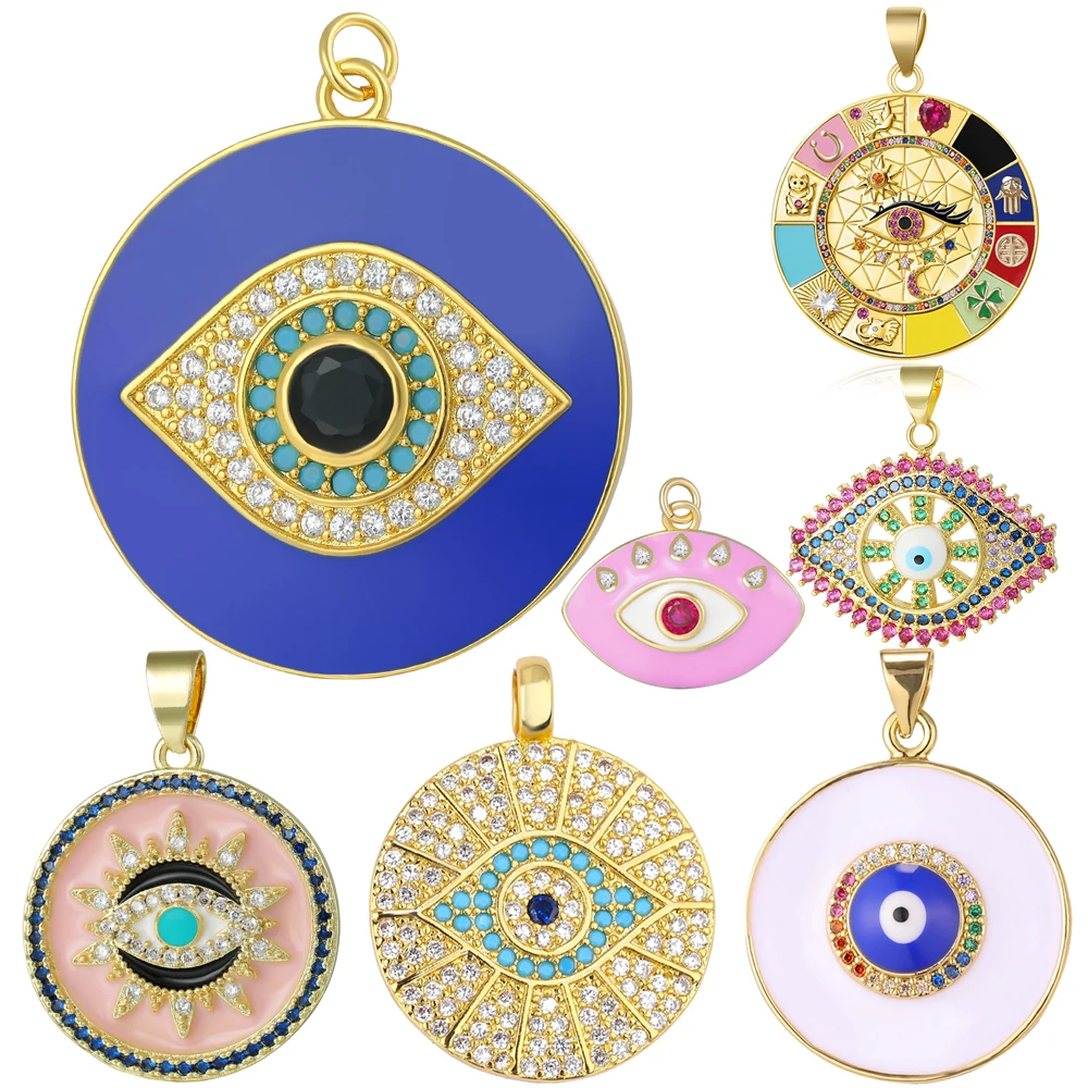 Juya Handwerk Bunte Emaille Anhänger Hausschuhe Hamsa Fatima Türkische Griechische Bösen blick Charms Für DIY Mode Schmuck Machen – Detail 31