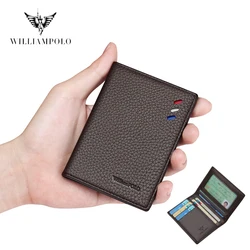 WILLIAMPOLO New Men Wallet Vintage Small Purse Card Holder Card Wallet Fit Credit Card Luxury Wallet With Gift Box PL205260