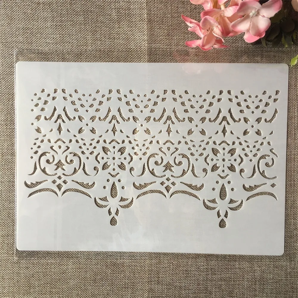 

A4 29cm Floral Edge Frame DIY Layering Stencils Wall Painting Scrapbook Coloring Embossing Album Decorative Template