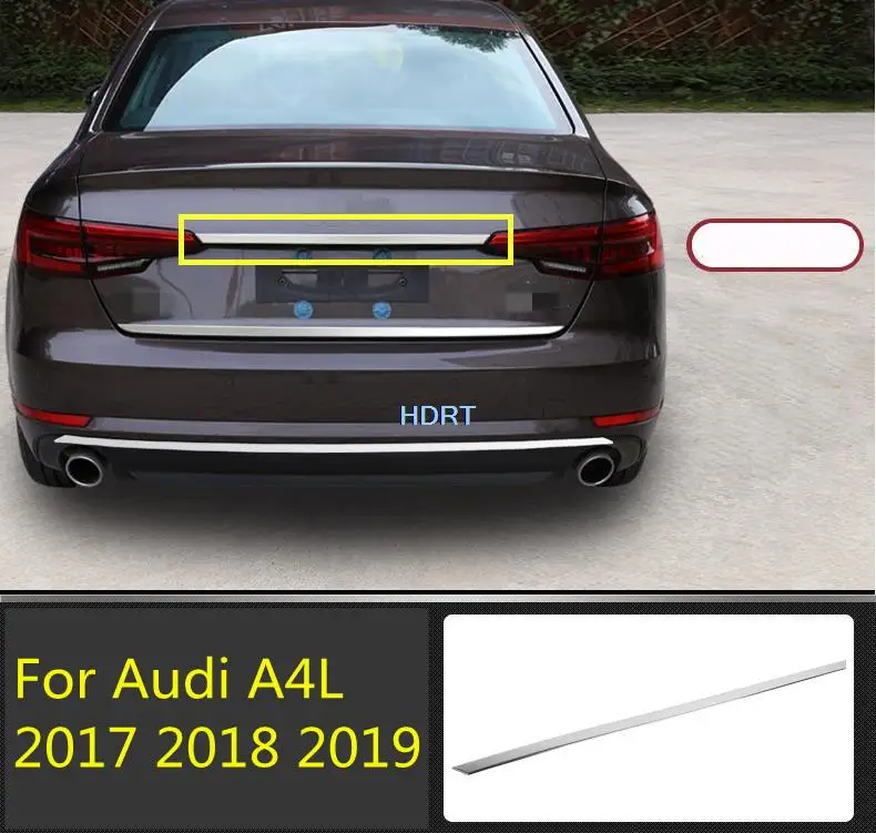 Car stainless steel 1pc Rear tunk door tailgate frame Bottom trunk plate trim hoods Fit For Audi A4L 2017 2018 2019