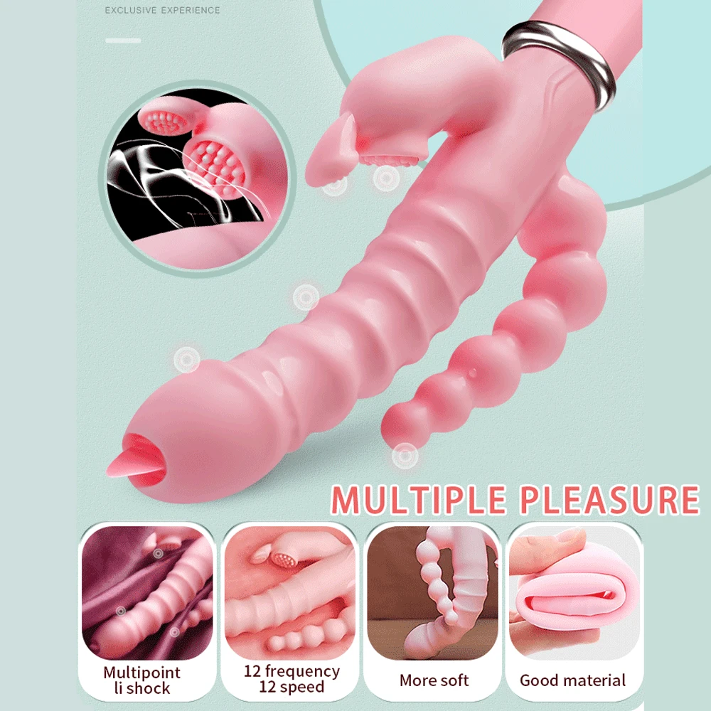 3 In 1 Dildo Rabbit Vibrator Waterproof USB Magnetic Rechargeable Anal Clit Vibrator Sex Toys for Women Couples Sex Shop - Image 4