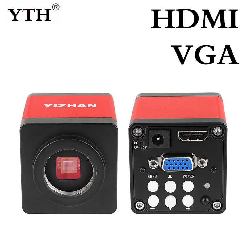كاميرا مجهر فيديو صناعية Full HD ، 13 ميجابكسل ، 2K ، 1080P ، 60 إطارًا في الثانية ، HDMI ، VGA ، مكبر إخراج متزامن ، للكمبيوتر الشخصي ، PCB ، IC ، مراقبة الإصلاح