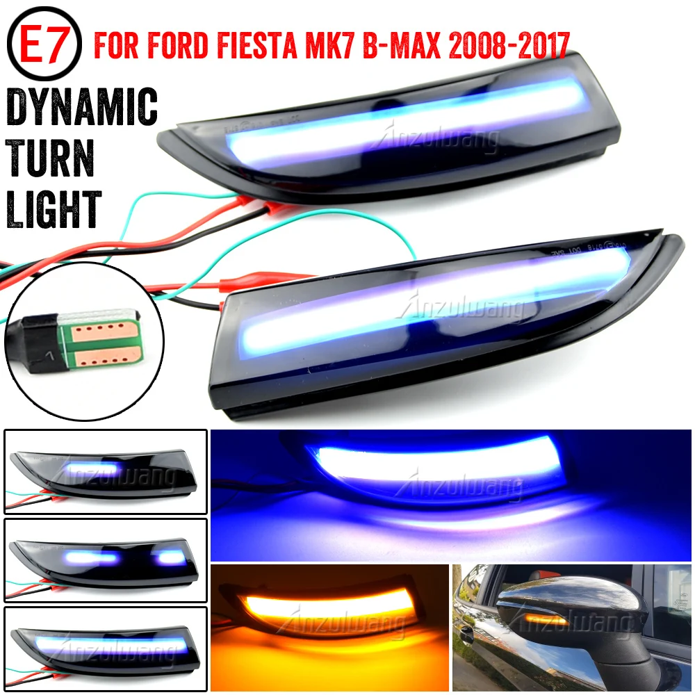 

2x Flowing Turn Signal Light LED Side Wing Rearview Mirror Dynamic Indicator Blinker for Ford for Fiesta mk7 08-17 mk8 19+