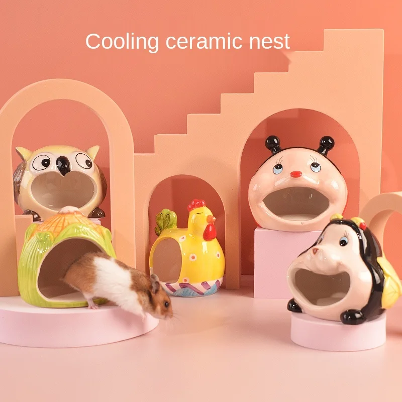 Animal Design Ceramics Cage For Small Animals Hamster Guinea Pig Squirrel Cooling Igloo Comfortable Sleepping Bed House ZA117