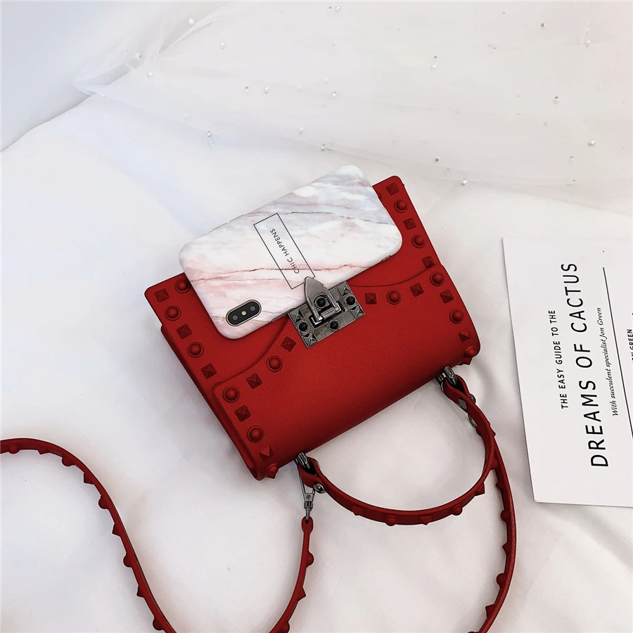 Women Small PVC Handbags High Quality Ladies Shoulder Messenger Bags Fashion Designer Female Purses Casual Rivet Crossbody Bag