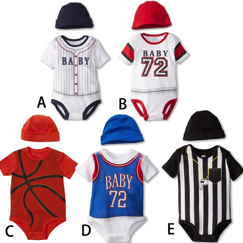 Fashion Baby Boys Rompers Jumpsuit Cotton Tops+Hat 2Pcs Outfit Clothes Set Newborn Toddler 0-24M Kids Clothes