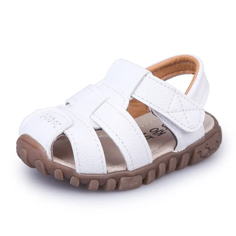 2020 Kids Beach Sandals for Boys New Summer Baby Boy Shoes Soft Leather Bottom Non-Slip Closed Toe Safty Shoes Children Sandals