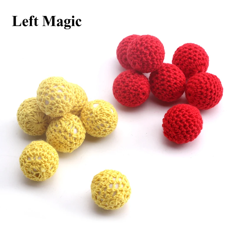 2pcs Crochet Ball (Red/yellow Available, Dia 2.1cm) Magic Tricks Accessory for Cup & Balls /Chop Cup Classic toys