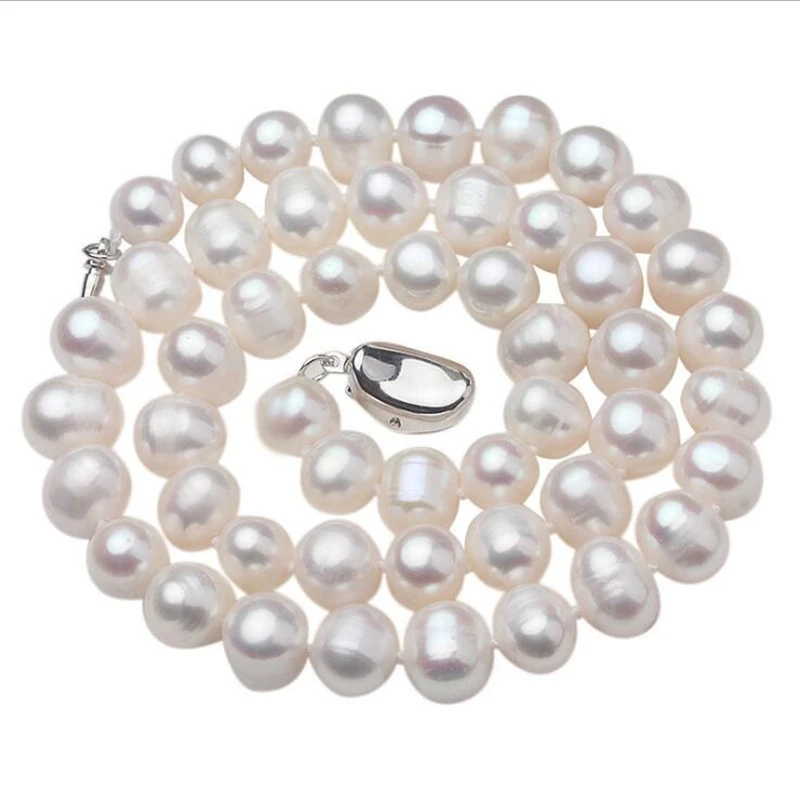 Beautiful hot sale natural white pearl beads freshwater cultured 8-9mm jewelry necklace for women mother best gifts 18inch B98