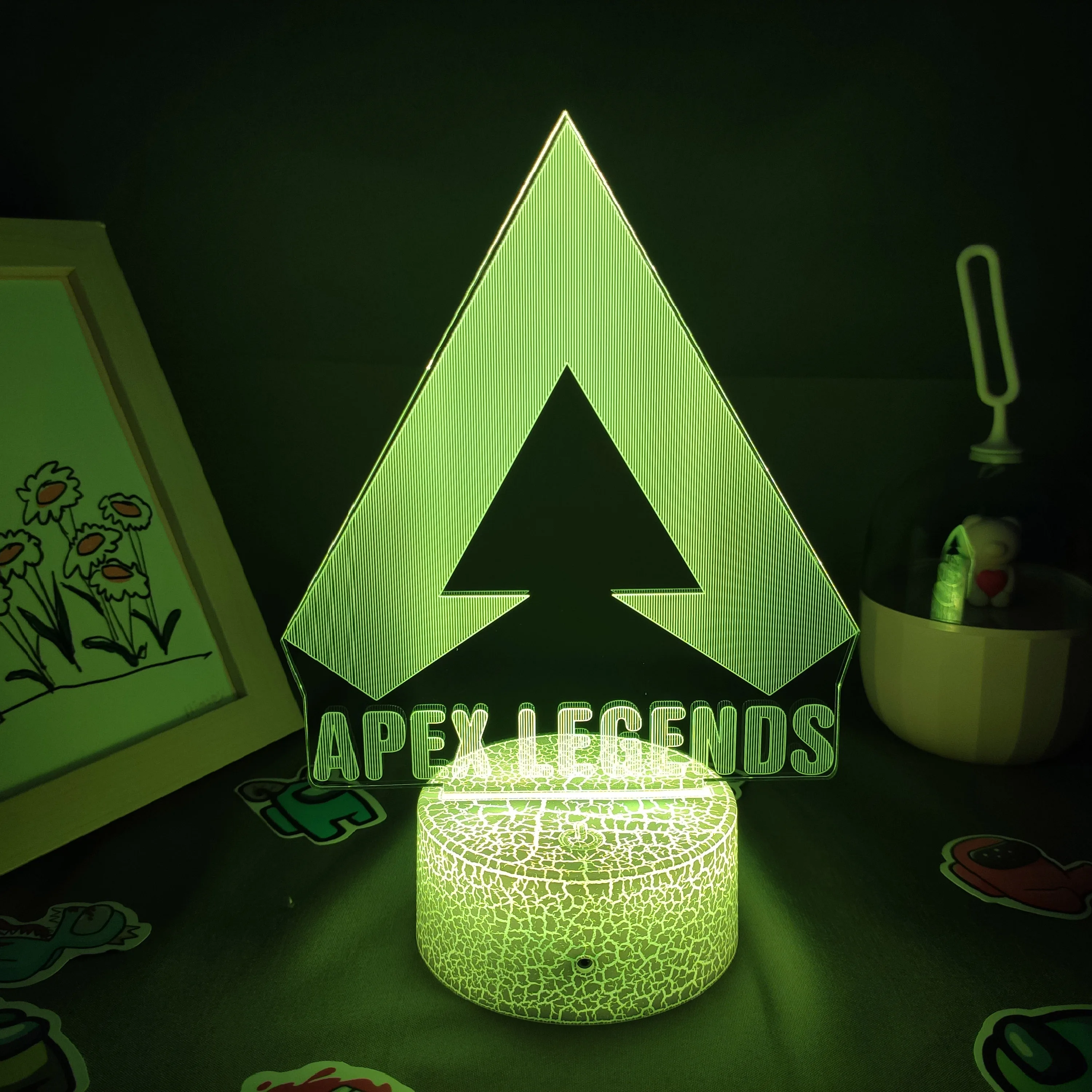 Apex Legends Logo 3D LED RGB Night Lights Cool Gift for Friend Lovely Lava Lamp Bedroom Bedside Game room Table Desk Mark Decor