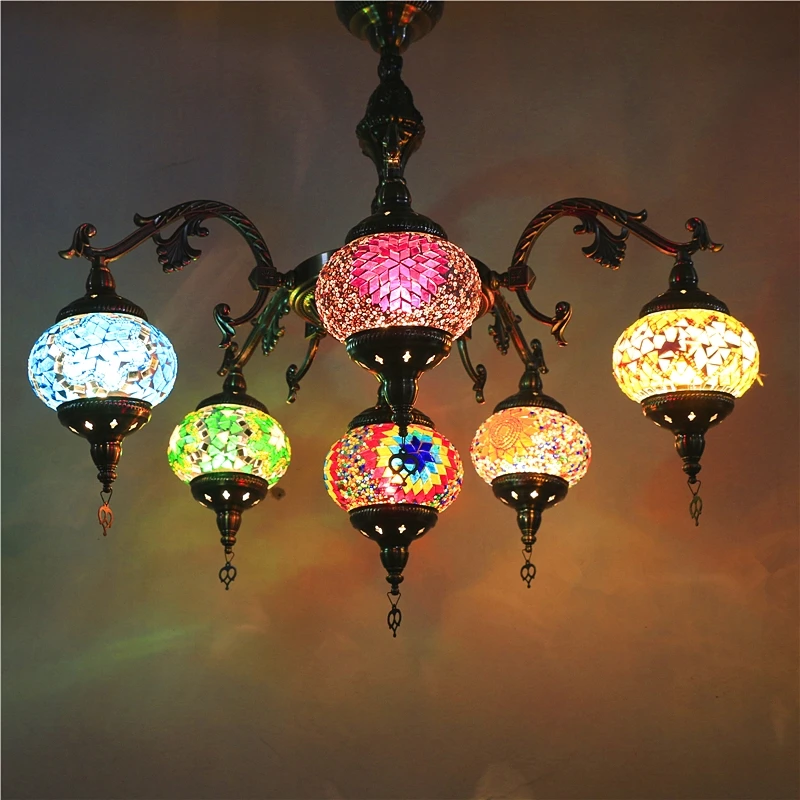 

pendant light handmade mosaic stained glass Corridor Stairwell cafe restaurant hanging lamp