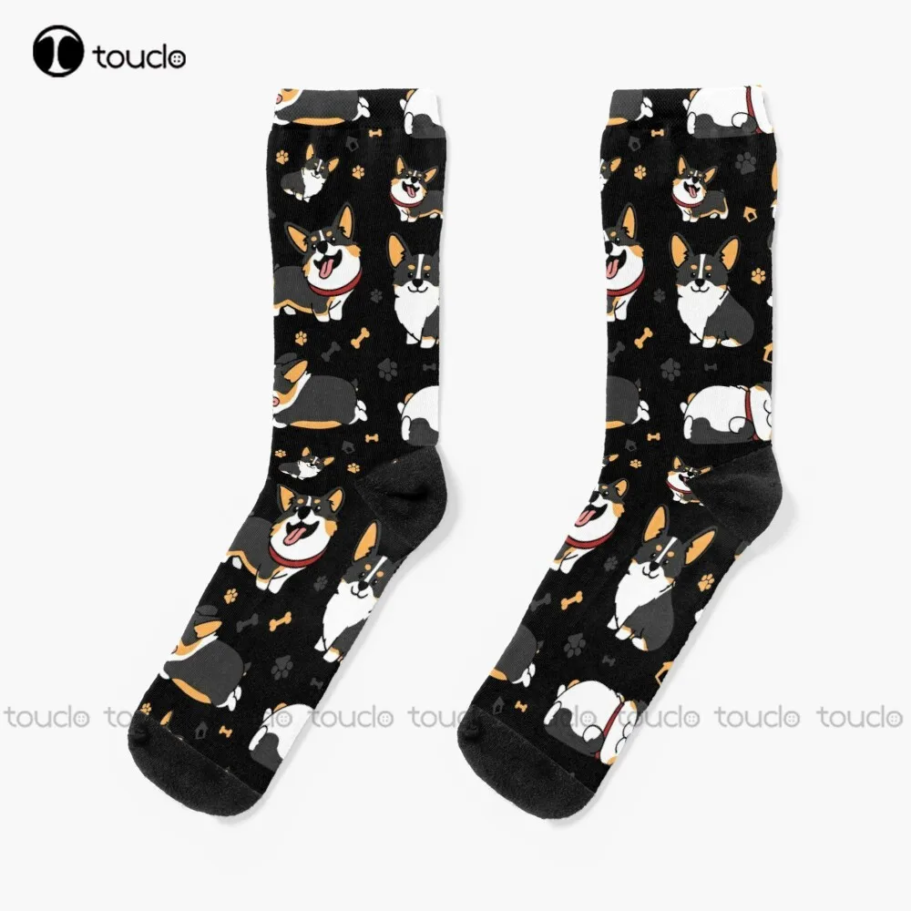 

Cute Welsh Corgi Socks Womens Running Socks Personalized Custom Unisex Adult Teen Youth Socks 360° Digital Print Funny Sock